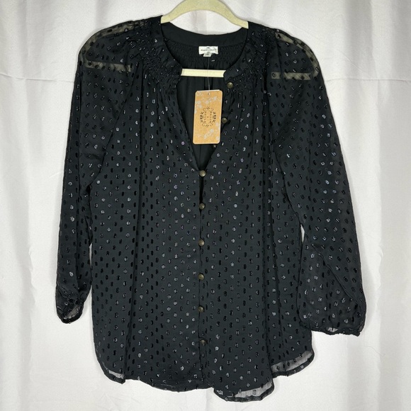 Mason & Belle Black Button-Up Blouse - Picture 1 of 5